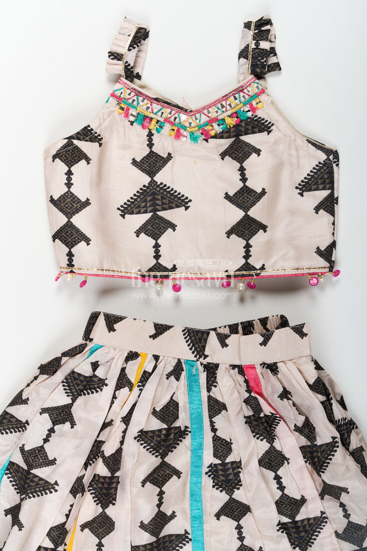 Wear Casual Dress Set for Girls with Geometric Digital Print and Vibrant Dupatta in Viscose Silk