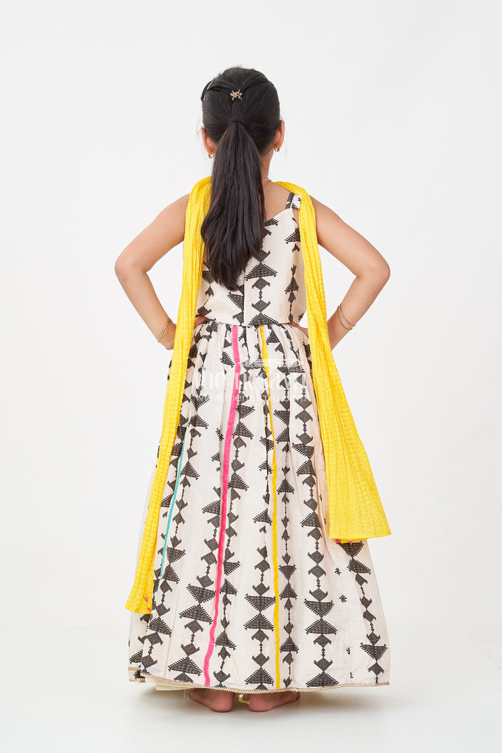 Wear Casual Dress Set for Girls with Geometric Digital Print and Vibrant Dupatta in Viscose Silk