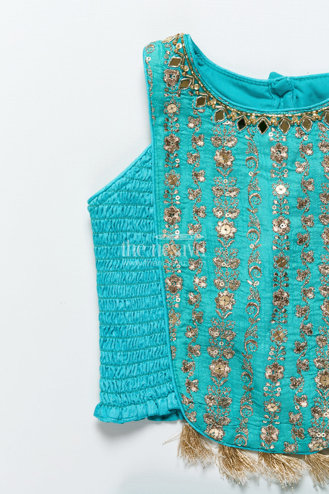Girls lehenga choli set with sequence embroidery and net dupatta