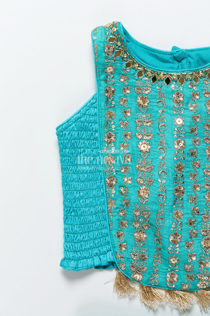 Girls lehenga choli set with sequence embroidery and net dupatta