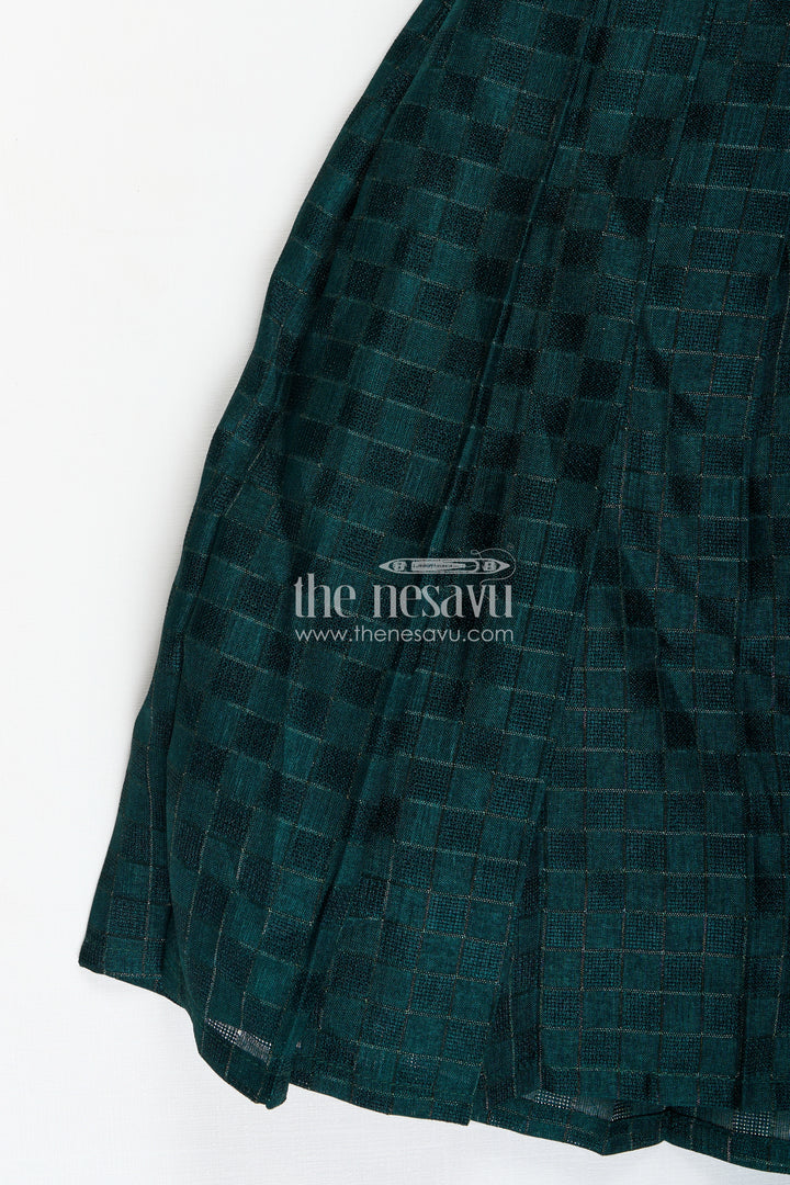 Modern Lehengas for Girls in Elegant Green with Floral Printed Chanderi Yoke and Silk Cotton Finish