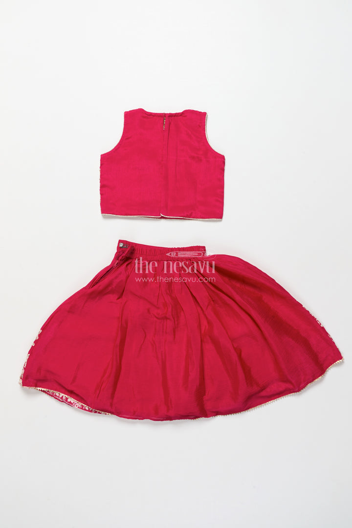 Girls ethnic lehenga set with designer silk blouse and embroidery