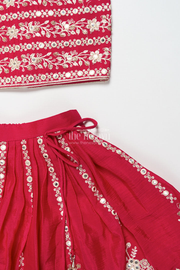 Girls ethnic lehenga set with designer silk blouse and embroidery