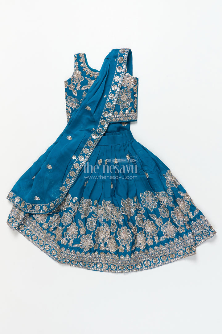 Girls Lehenga Choli Set with Flared Skirt and Matching Dupatta