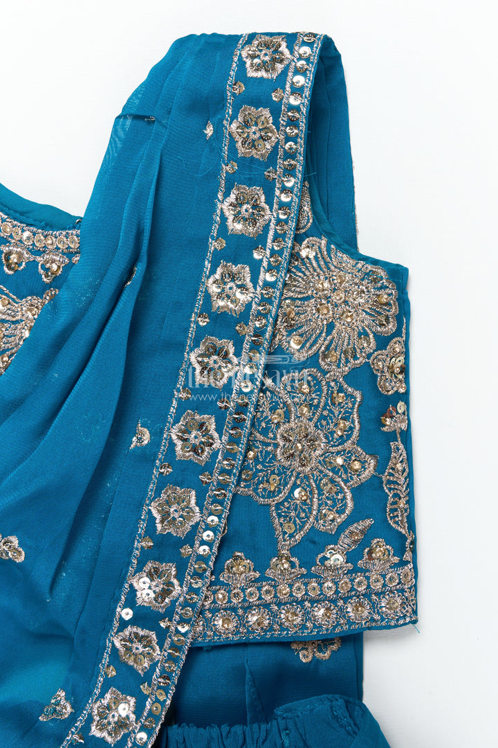 Girls Lehenga Choli Set with Flared Skirt and Matching Dupatta