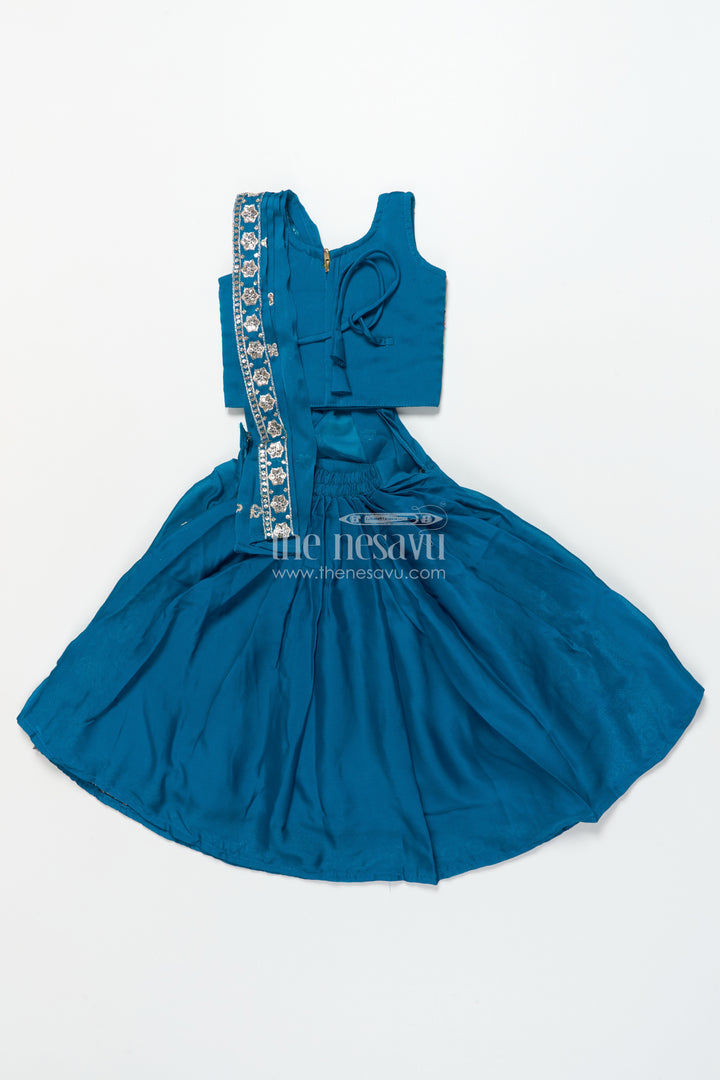 Girls Lehenga Choli Set with Flared Skirt and Matching Dupatta