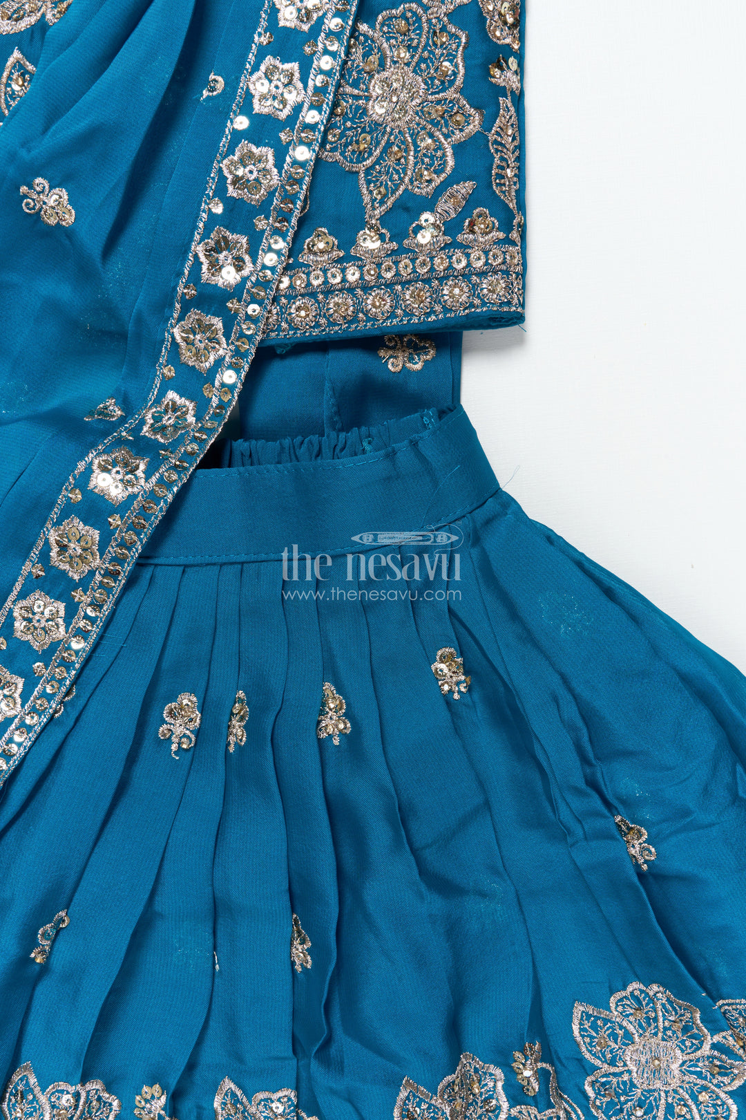 Girls Lehenga Choli Set with Flared Skirt and Matching Dupatta