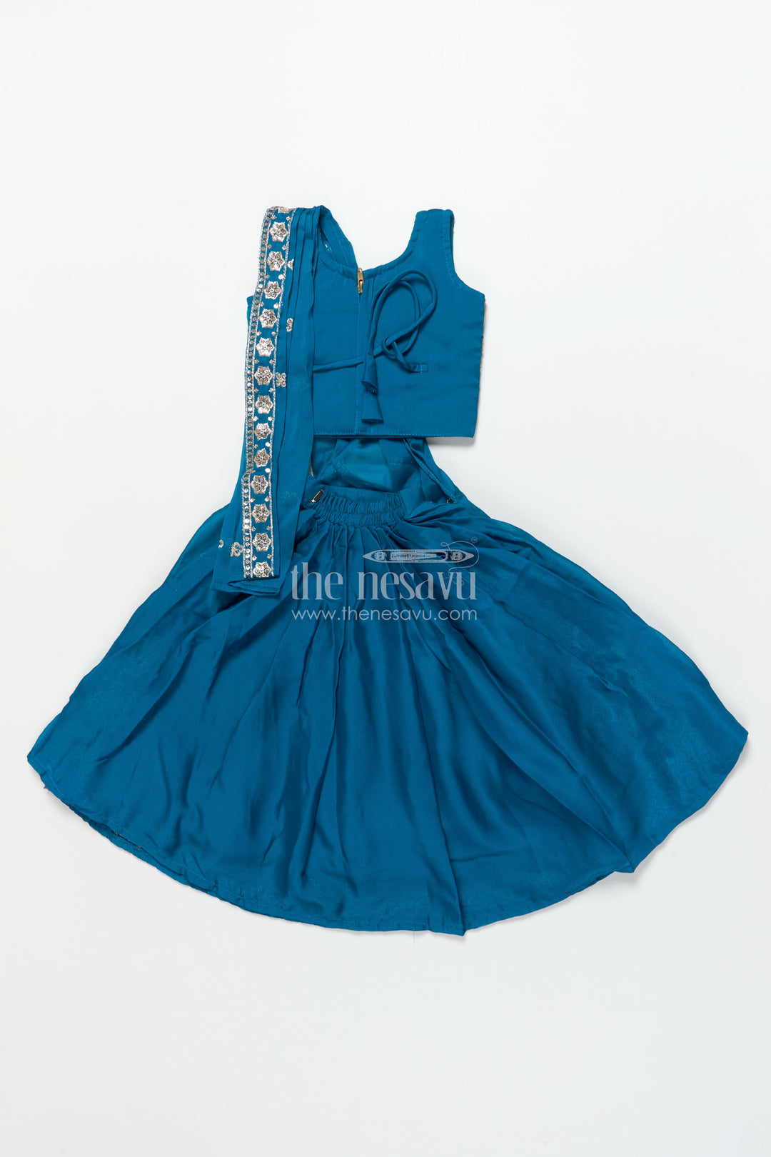 Girls Lehenga Choli Set with Flared Skirt and Matching Dupatta