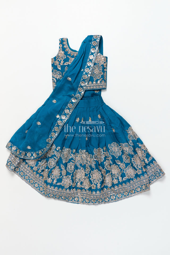 Girls Lehenga Choli Set with Flared Skirt and Matching Dupatta