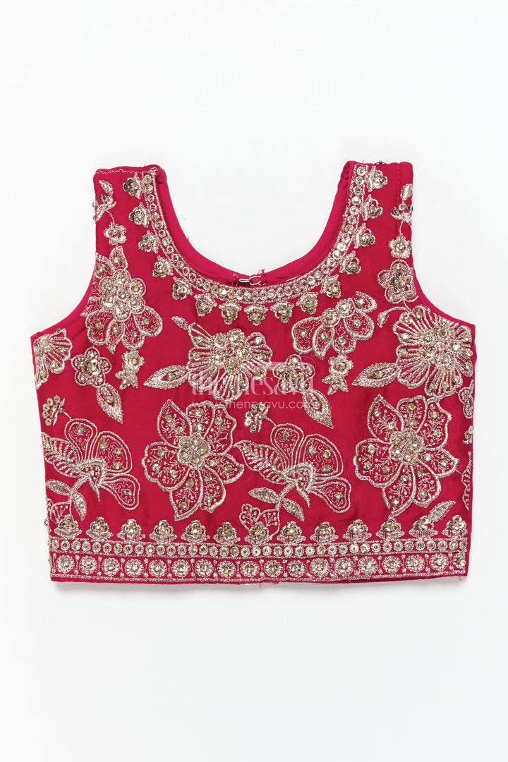 Girls Festive Lehenga Choli Set with Traditional Embroidered Blouse