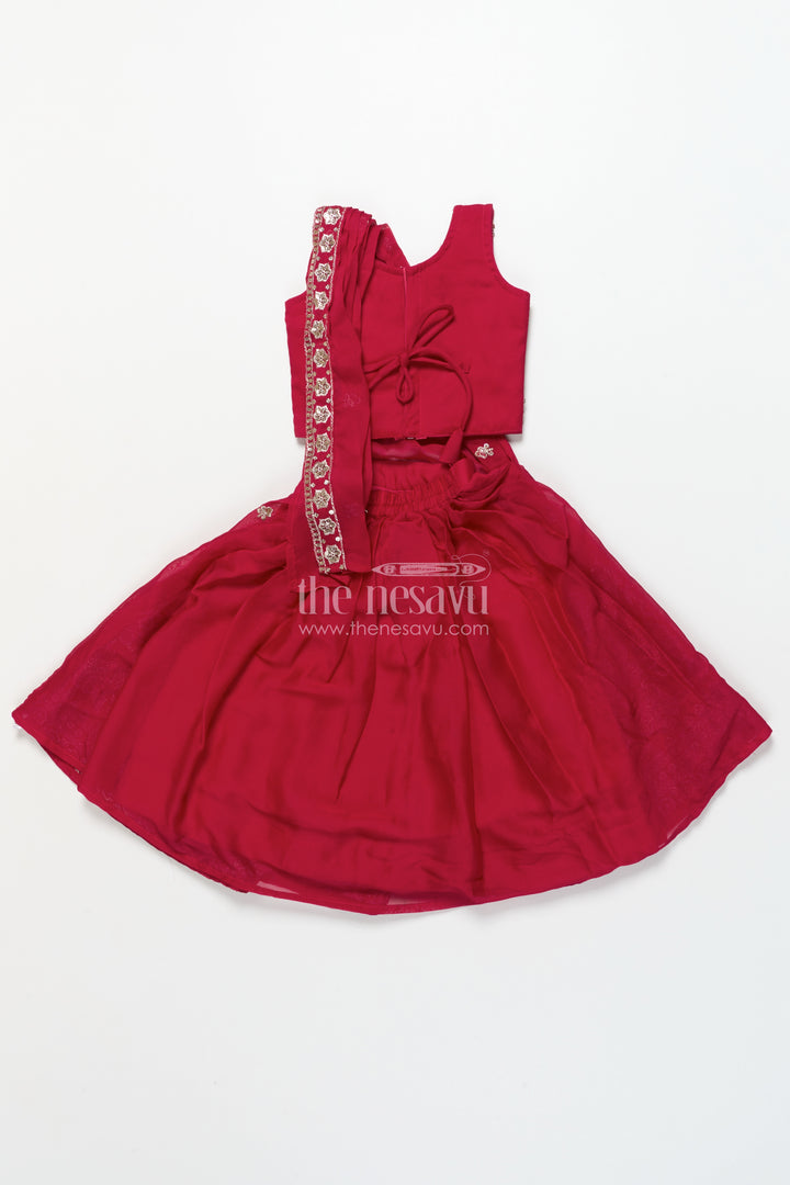 Girls Festive Lehenga Choli Set with Traditional Embroidered Blouse