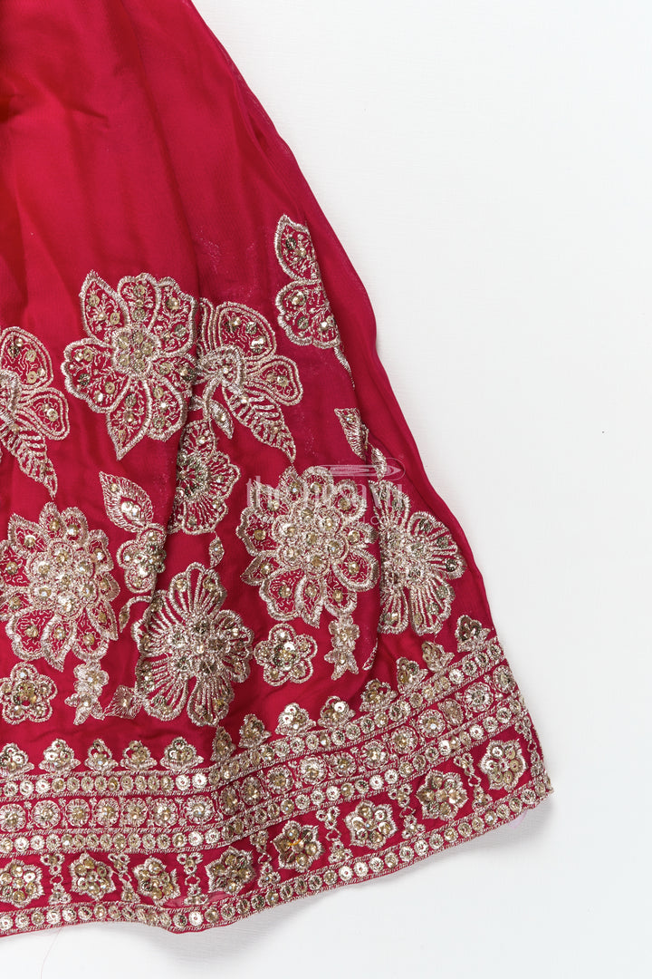 Girls Festive Lehenga Choli Set with Traditional Embroidered Blouse
