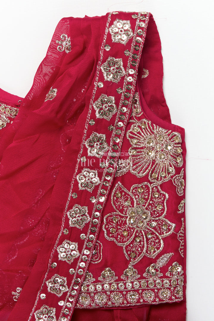 Girls Festive Lehenga Choli Set with Traditional Embroidered Blouse