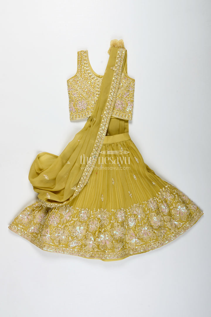 Yellow Embroidered Lehenga Choli For Girls