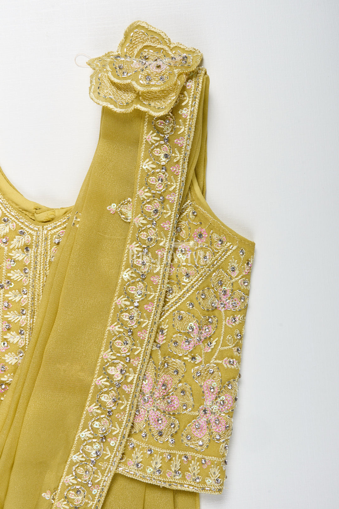 Yellow Embroidered Lehenga Choli For Girls