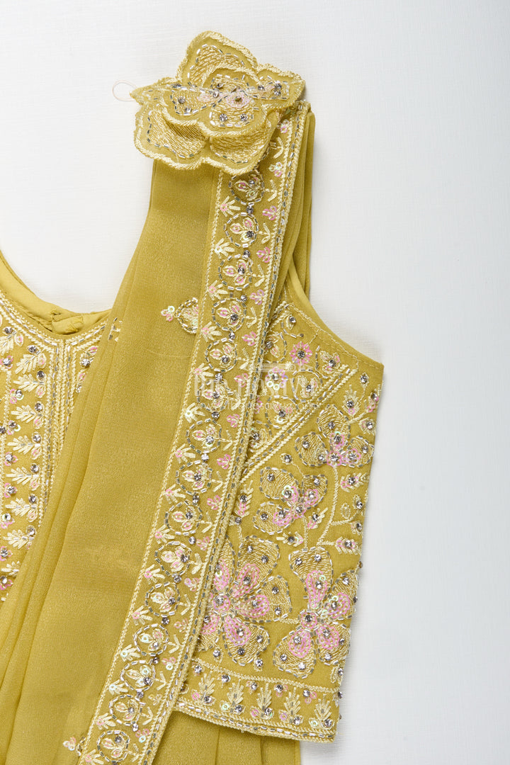 Yellow Embroidered Lehenga Choli For Girls