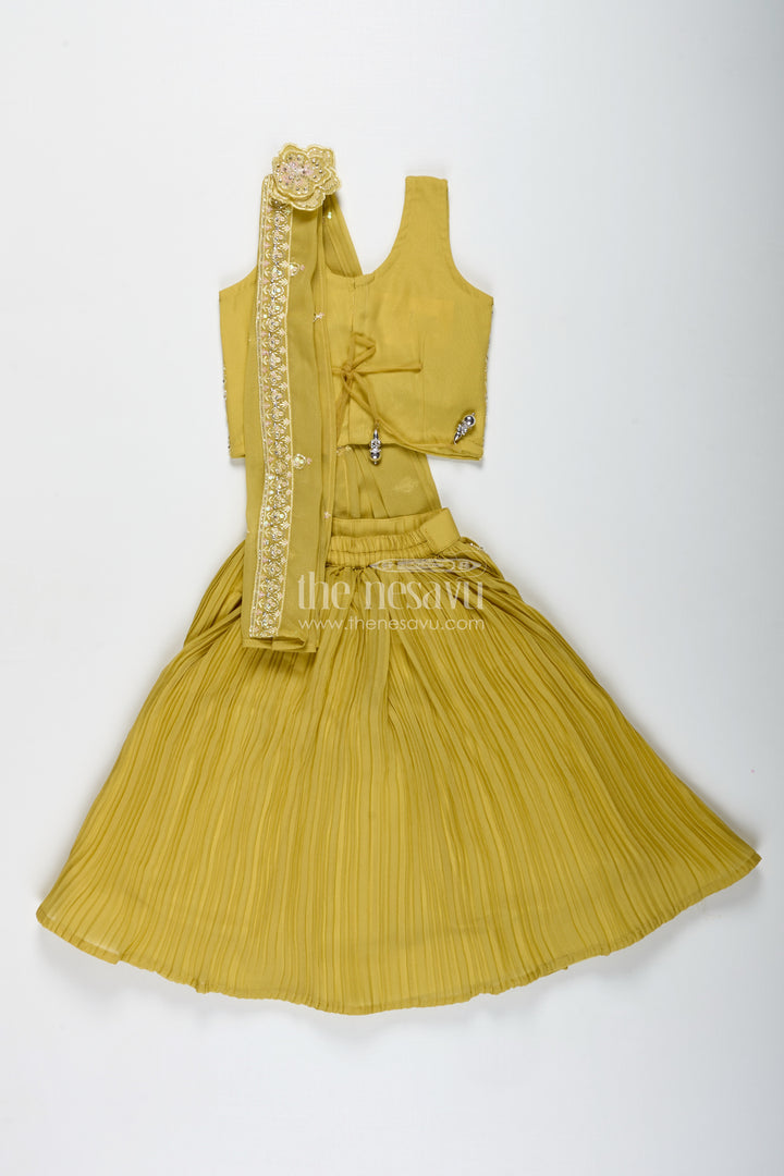 Yellow Embroidered Lehenga Choli For Girls