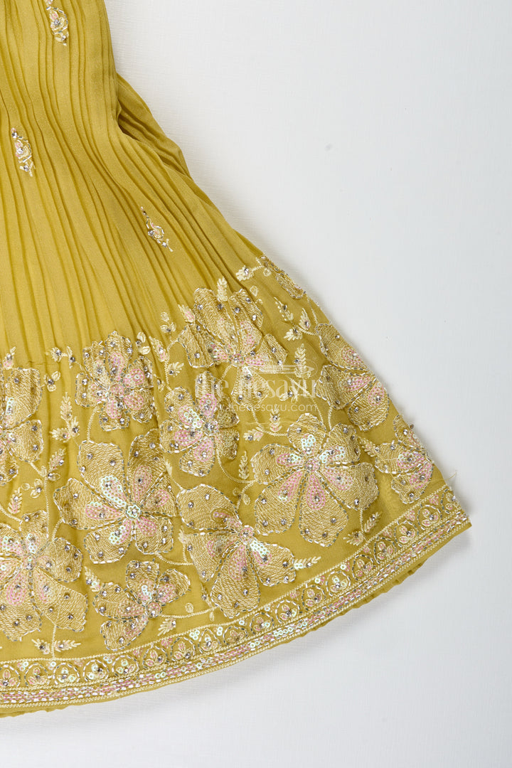 Yellow Embroidered Lehenga Choli For Girls