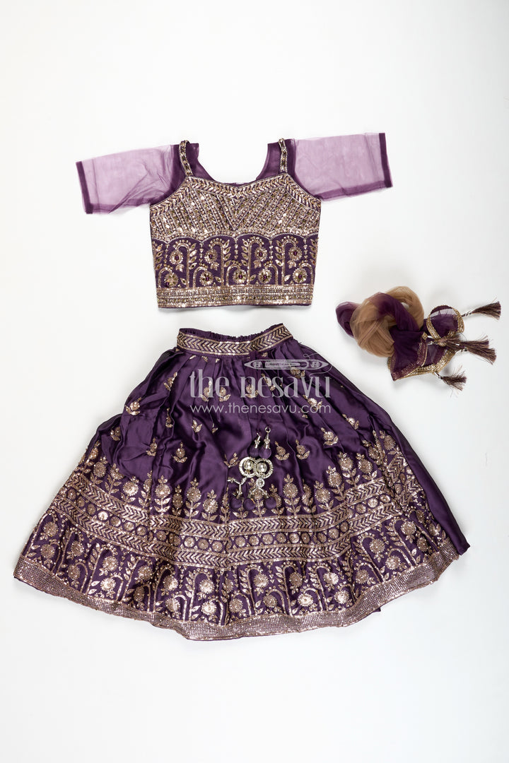 Girls Festive Lehenga Choli Sequin Dupatta Party Look
