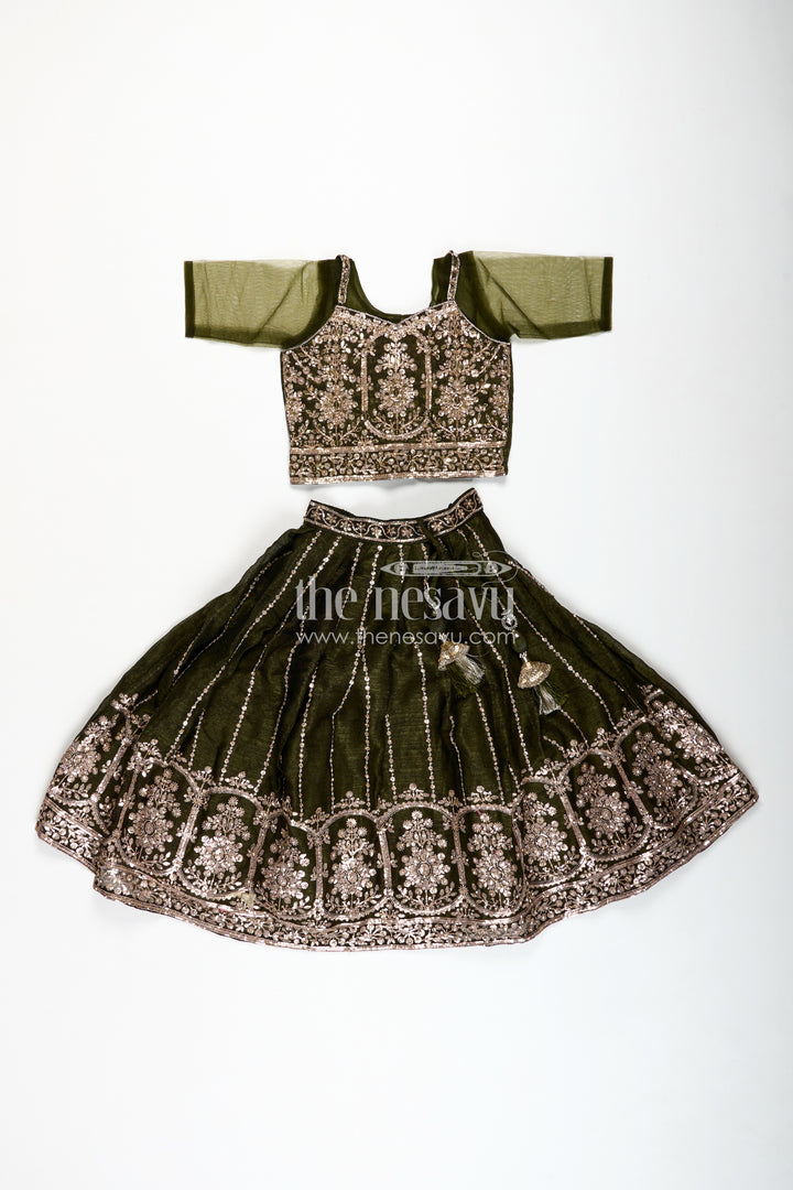 Girls Lehenga Choli For Weddings Organza Embroidered Set