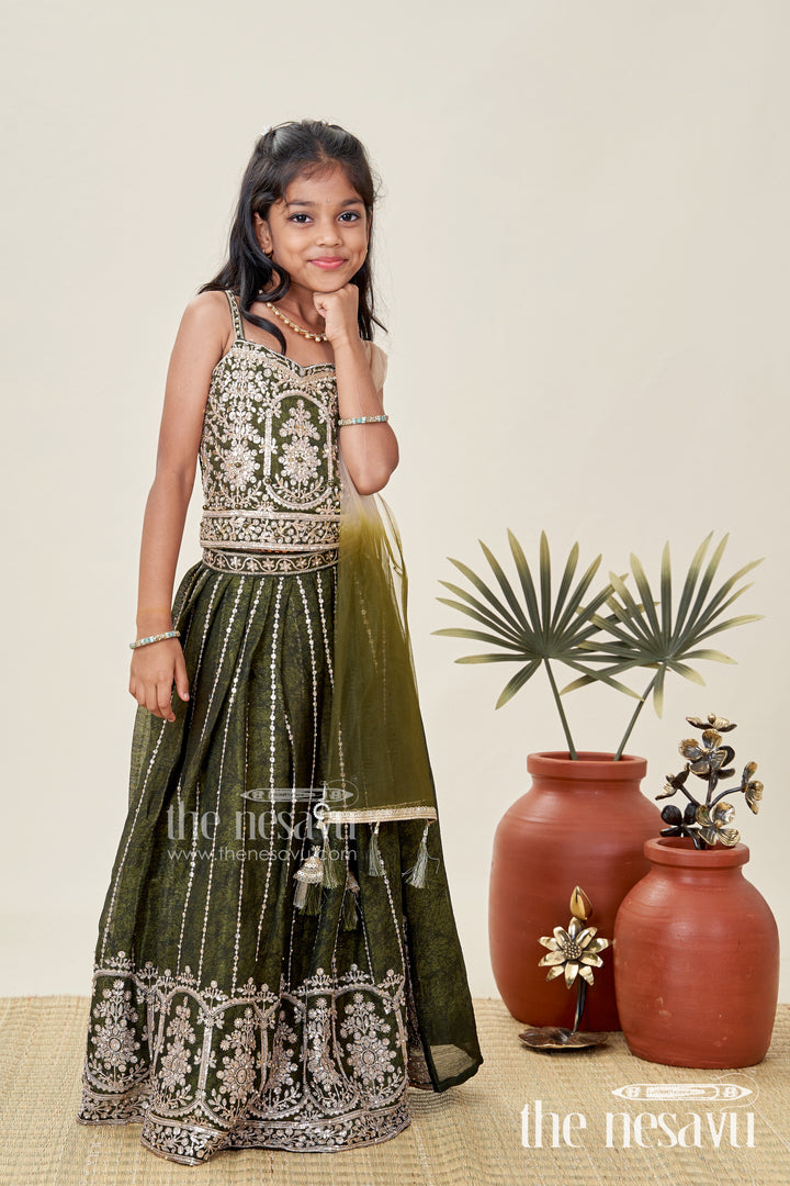 Girls Lehenga Choli For Weddings Organza Embroidered Set