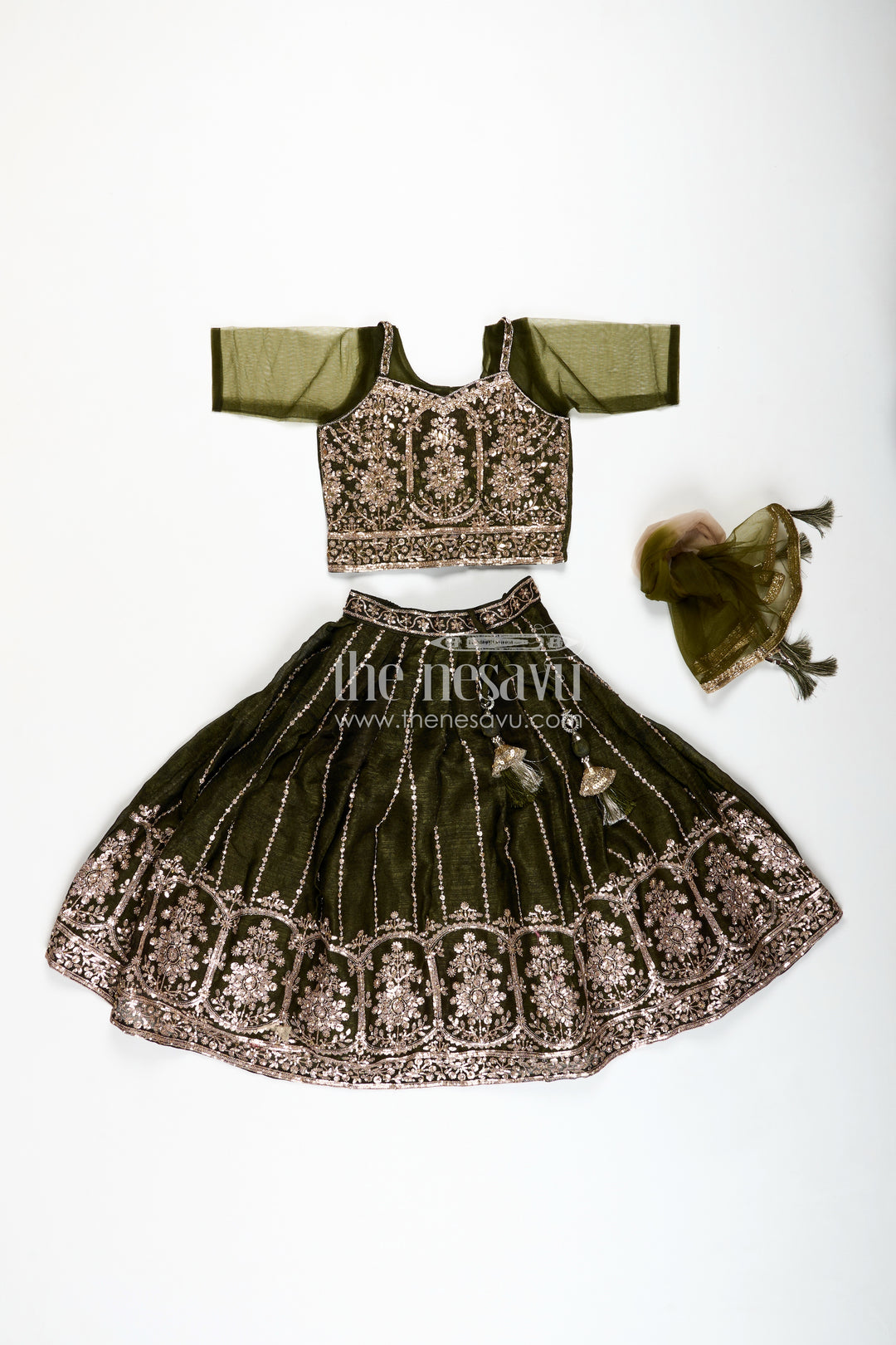 Girls Lehenga Choli For Weddings Organza Embroidered Set