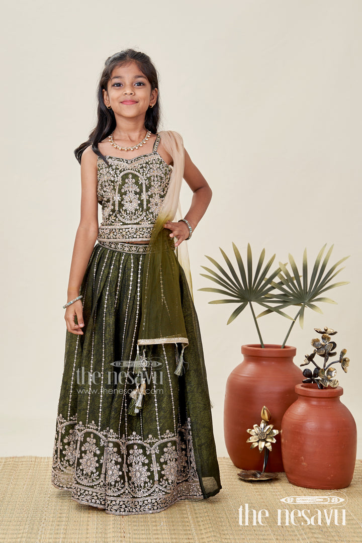 Girls Lehenga Choli For Weddings Organza Embroidered Set