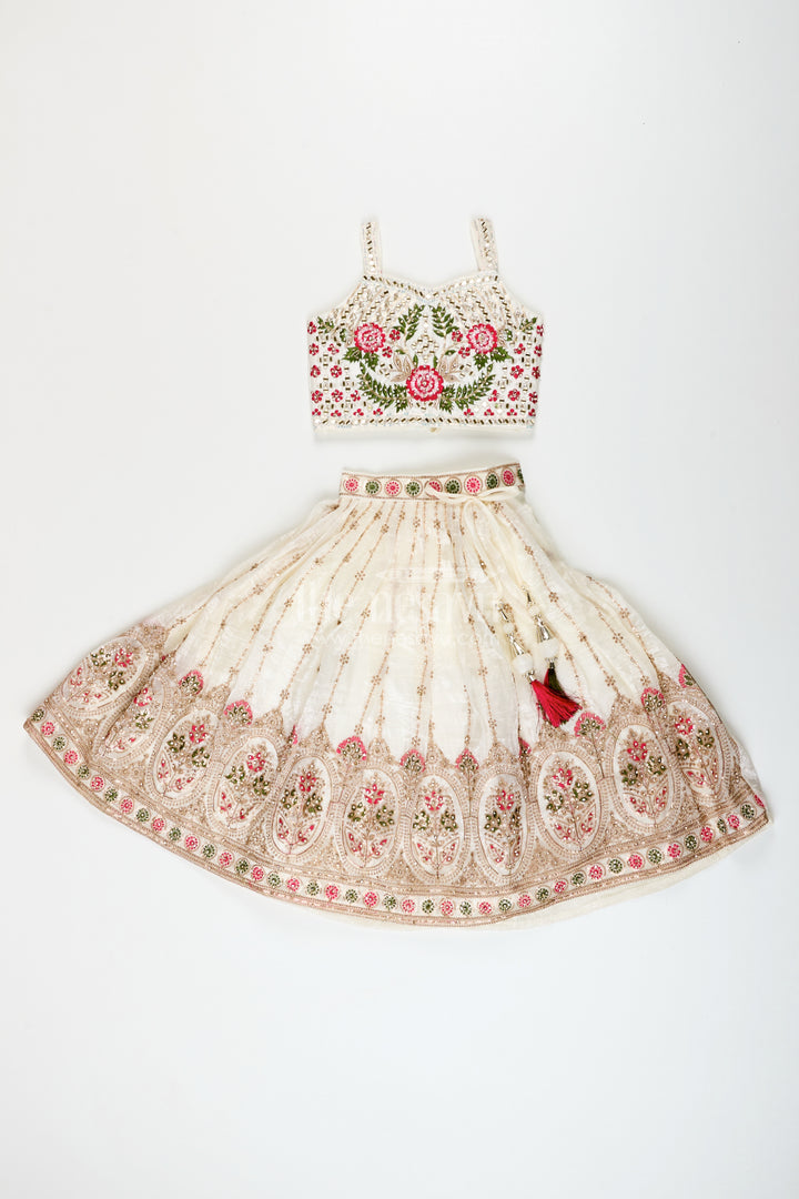 Viscose silk lehenga choli set for girls with yoke detailing for ethnic parties