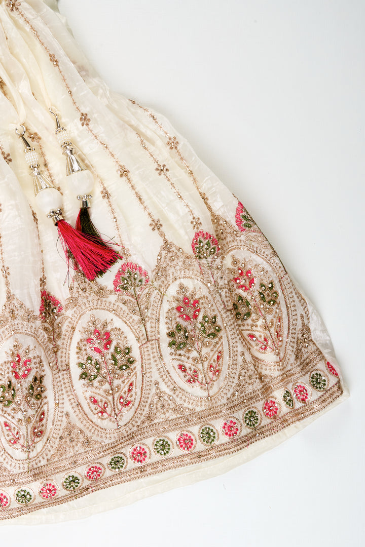 Viscose silk lehenga choli set for girls with yoke detailing for ethnic parties