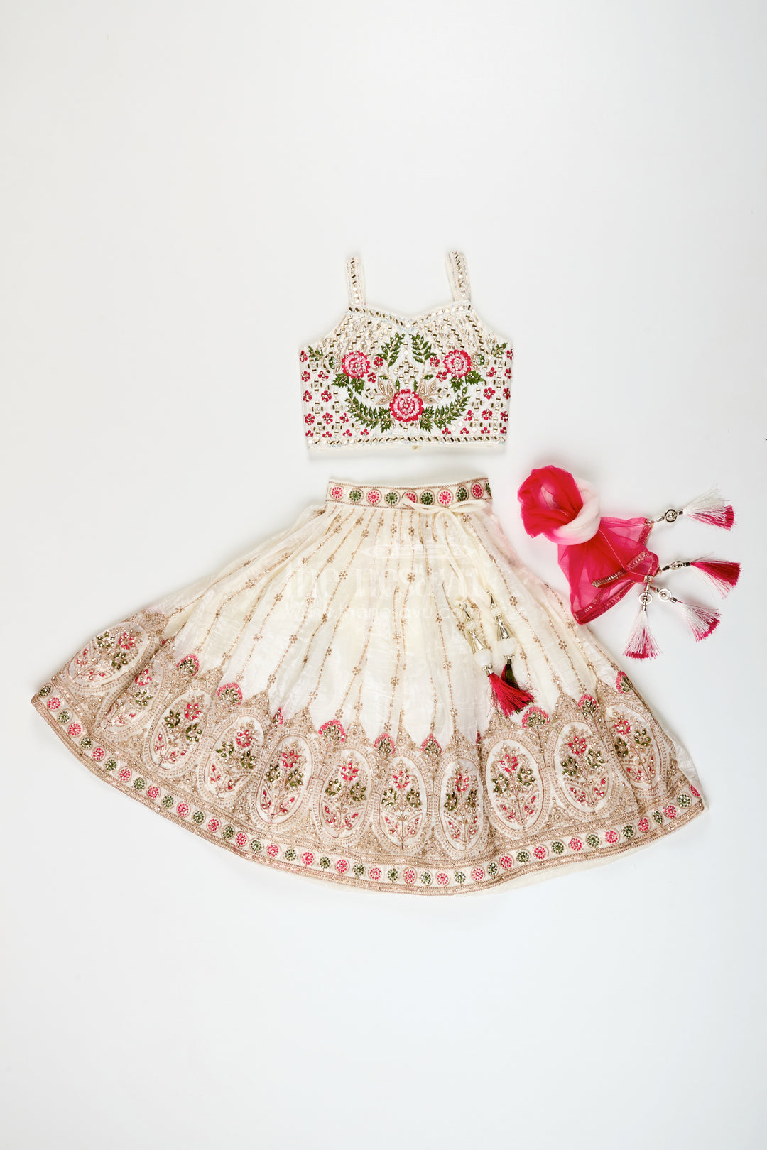 Viscose silk lehenga choli set for girls with yoke detailing for ethnic parties