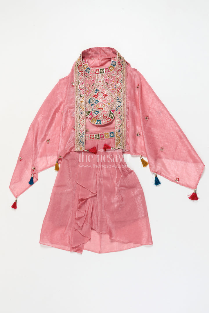 Girls Lehenga Choli with Flared Skirt and Traditional Dupatta