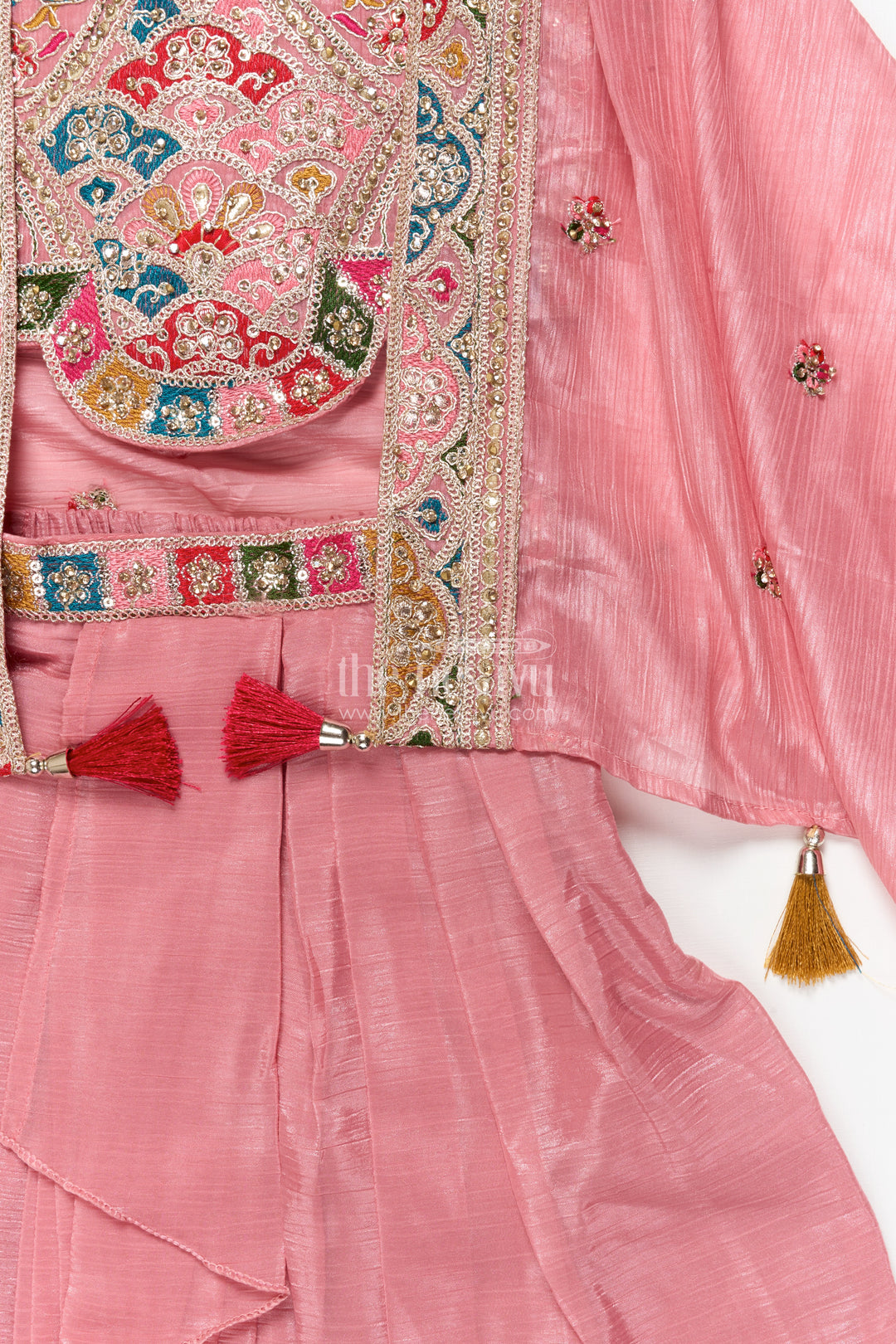 Girls Lehenga Choli with Flared Skirt and Traditional Dupatta