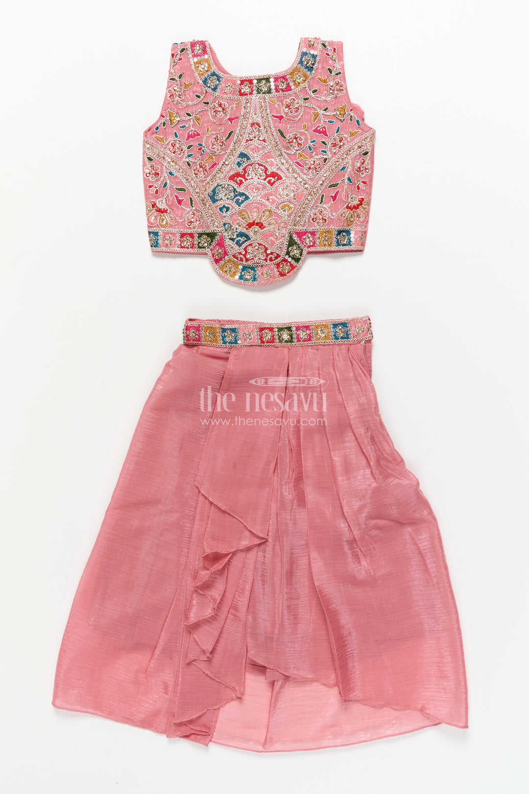 Girls Lehenga Choli with Flared Skirt and Traditional Dupatta