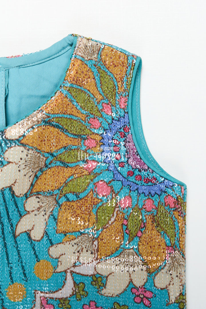 Girls Green Lehenga Choli with Sequin Embroidery for Festive and Wedding Wear