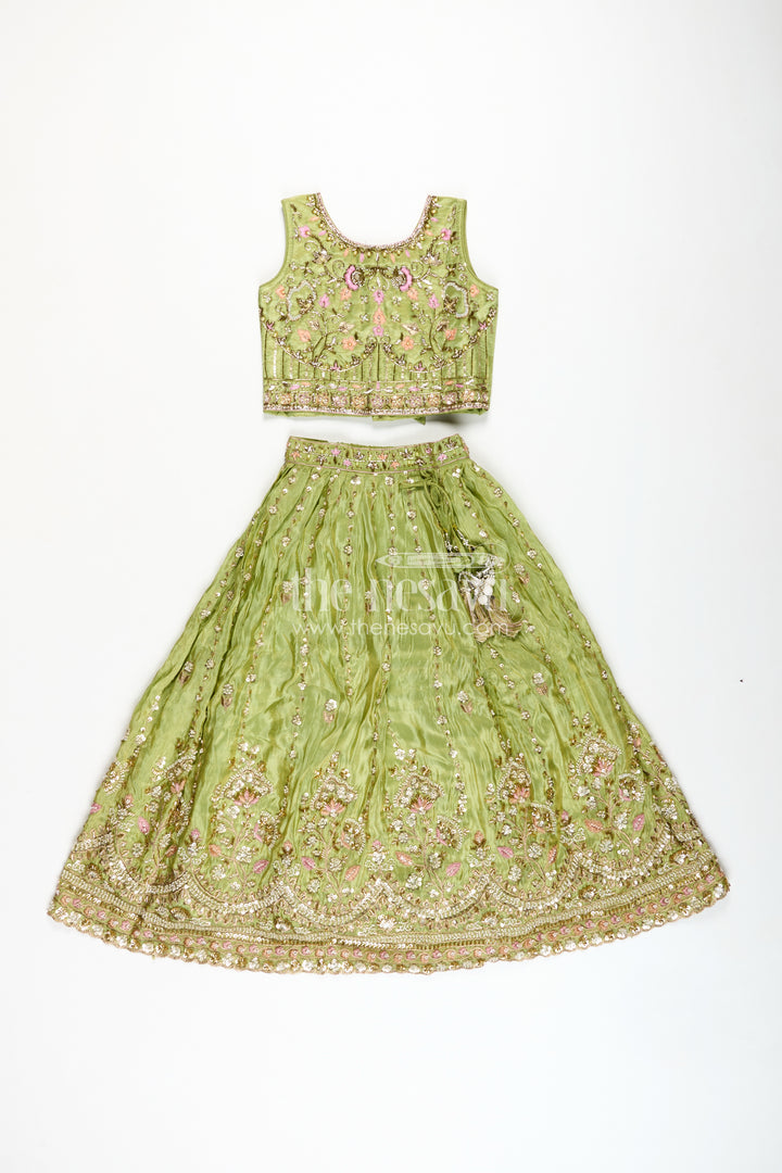 Handcrafted Lehenga For Kids Festival Occasion Silk Wear