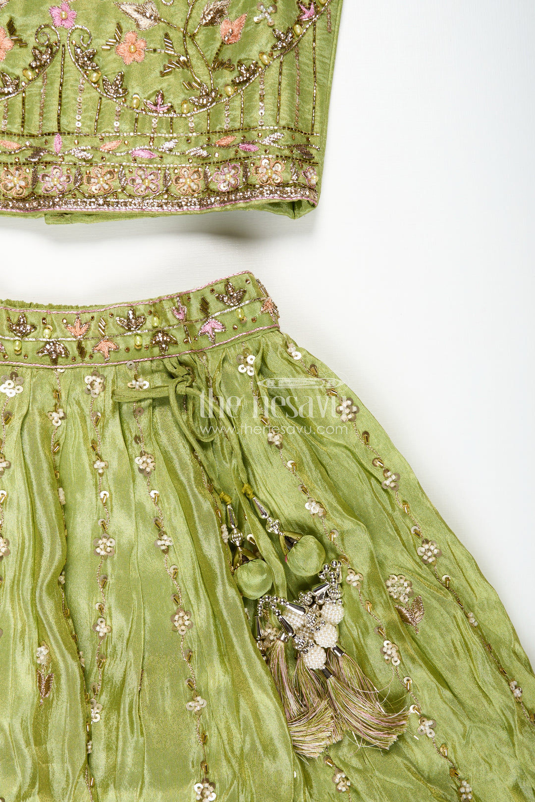 Handcrafted Lehenga For Kids Festival Occasion Silk Wear