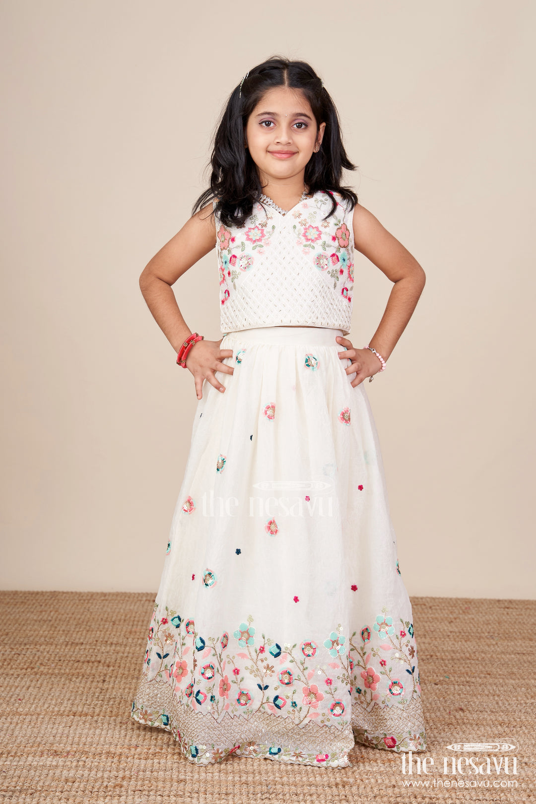 Floral Embroidered Lehenga Choli Set for Girls in Designer Georgette
