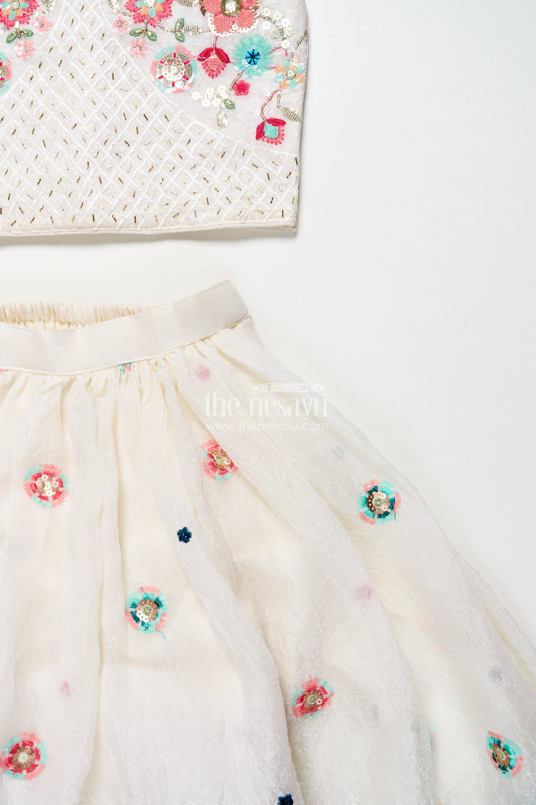 Floral embroidered lehenga choli set for girls in designer georgette