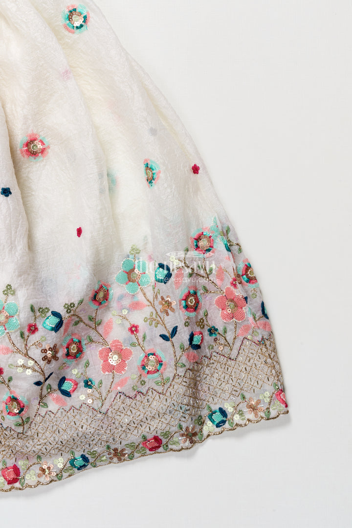 Floral embroidered lehenga choli set for girls in designer georgette