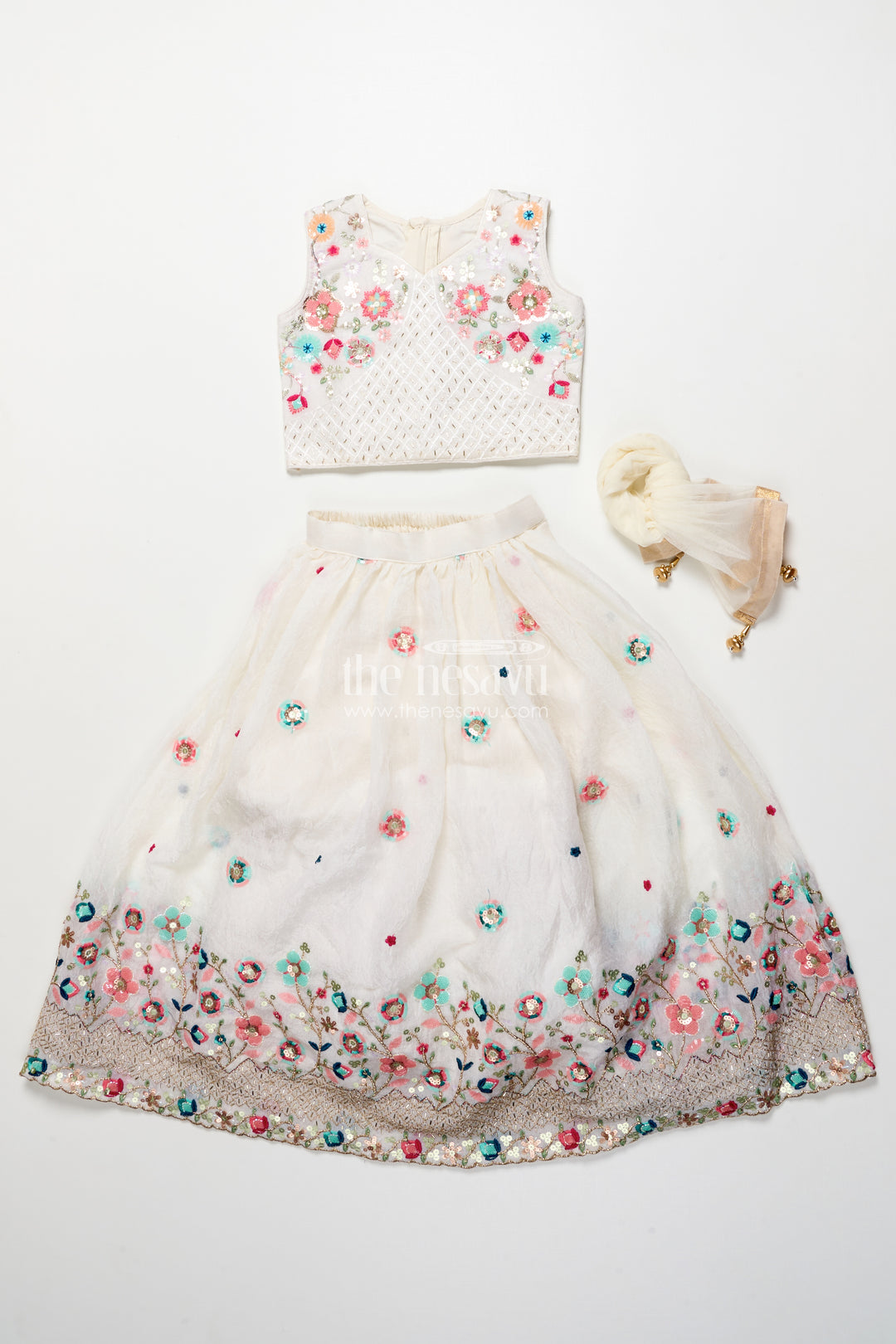 Floral embroidered lehenga choli set for girls in designer georgette