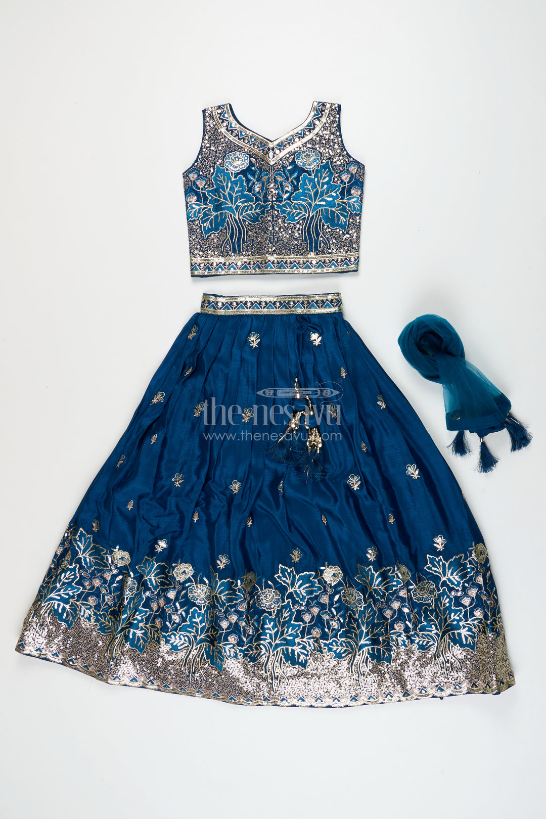 Girls silk lehenga set with designer embroidery for festive occasions