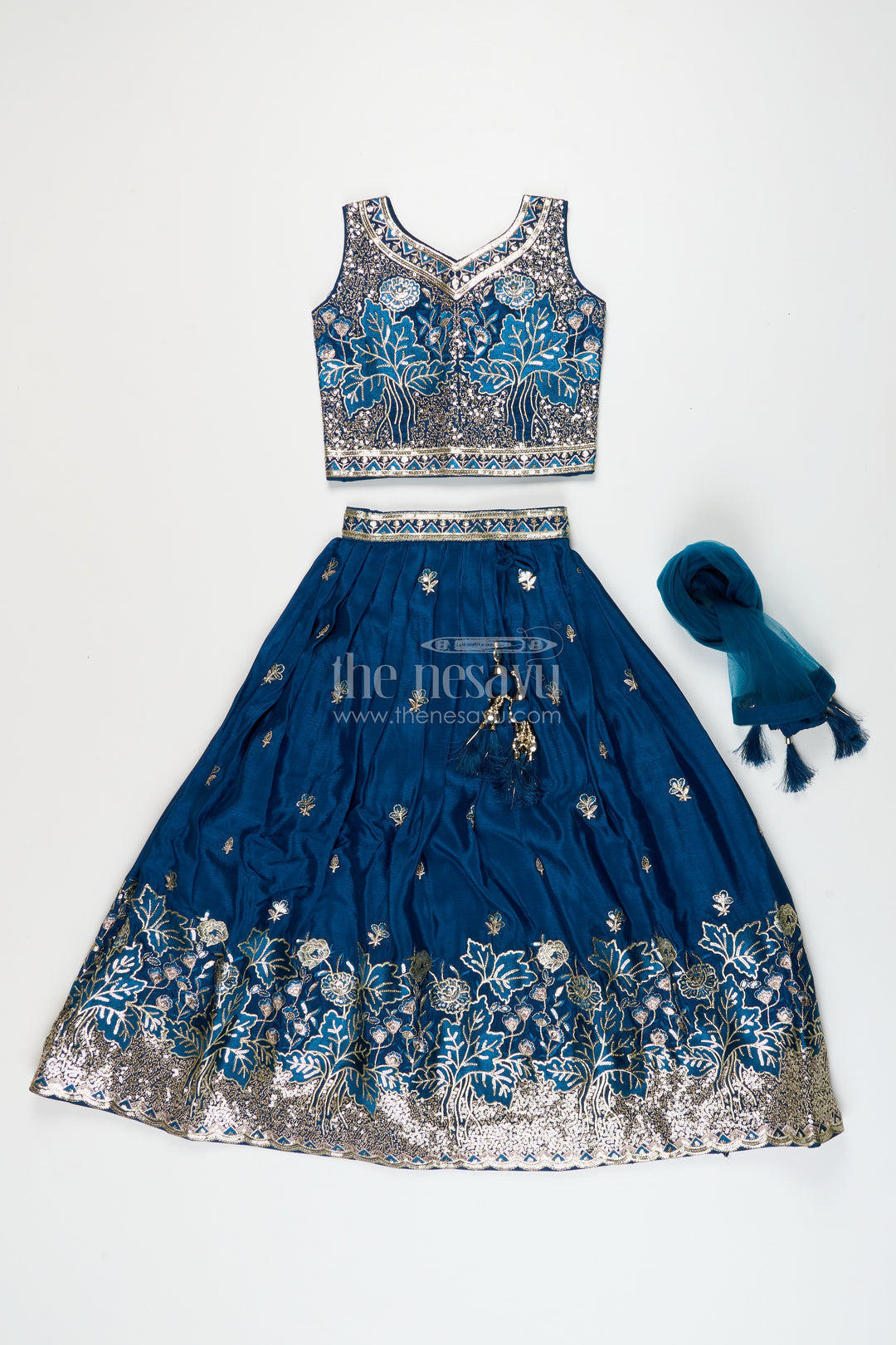 Girls silk lehenga set with designer embroidery for festive occasions