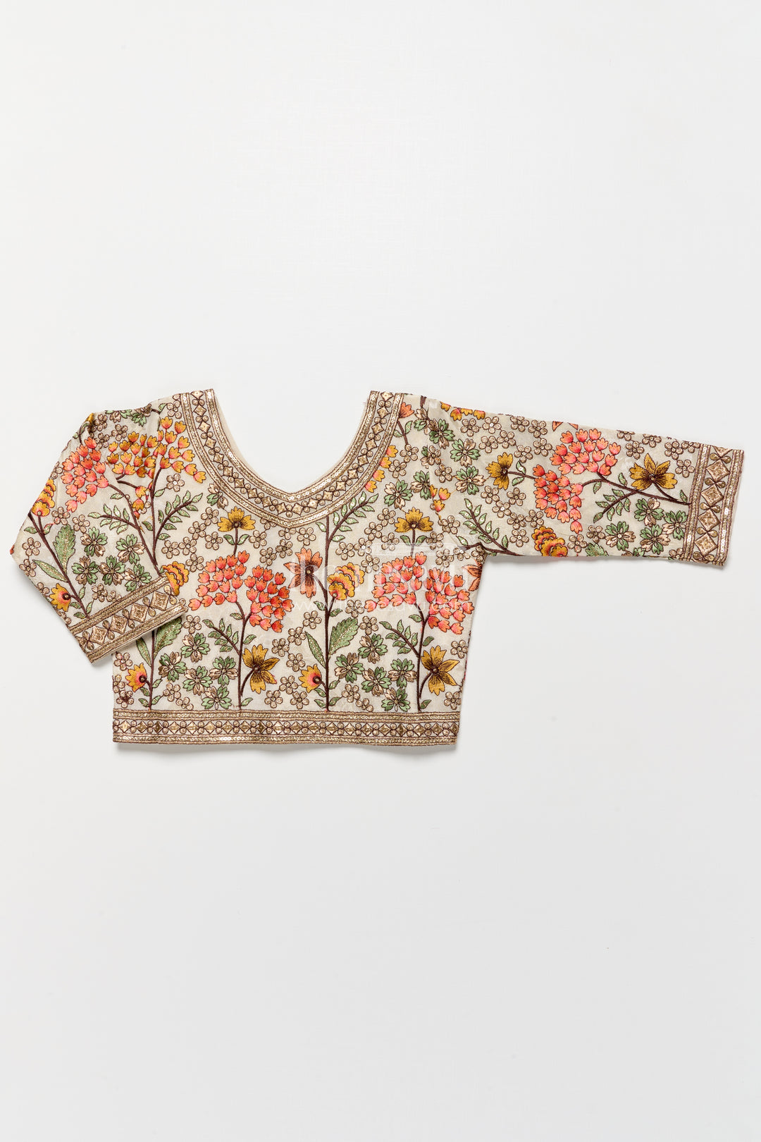 Girls Floral Silk Lehenga Choli with Embroidered Yoke for Festive Wear