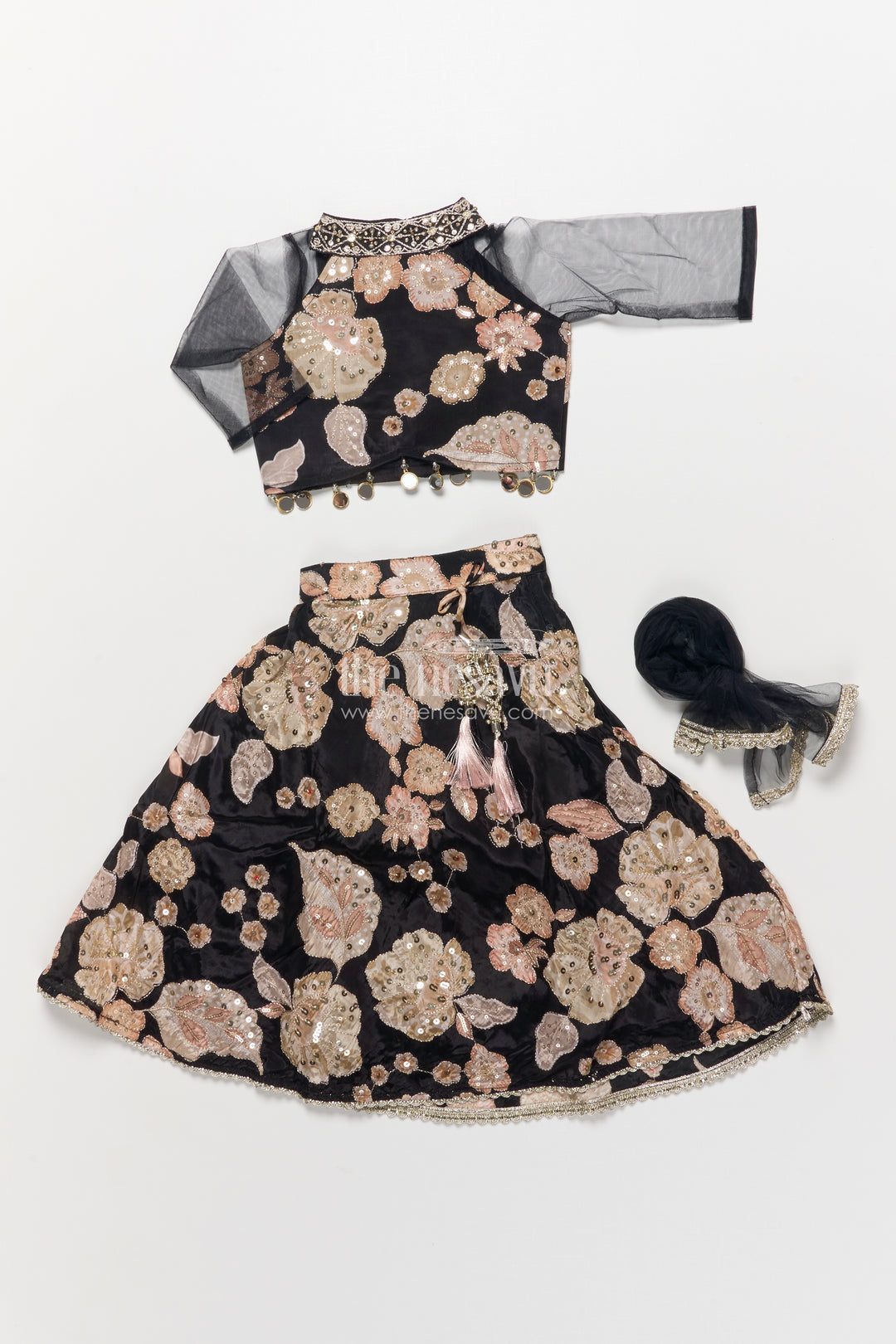 Girls Lehenga Choli in Viscose Silk with Embroidered Yoke for Weddings and Parties