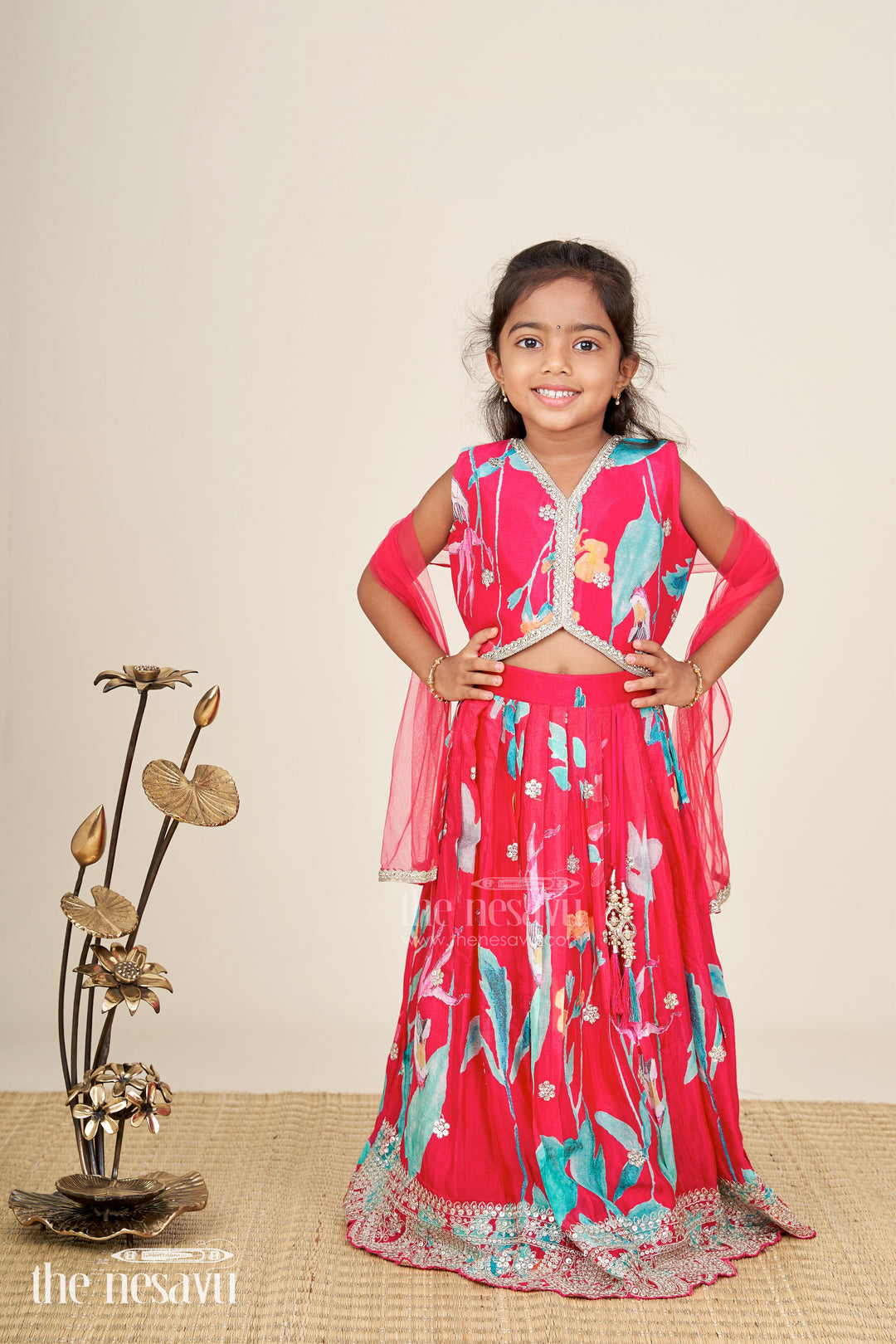 Girls muslin lehenga choli set for weddings and festive occasions