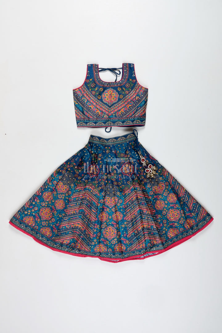 Girls Navy Blue Lehenga Choli For Weddings And Cultural Festivals