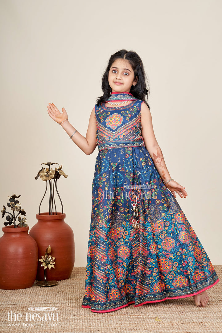 Girls Navy Blue Lehenga Choli For Weddings And Cultural Festivals