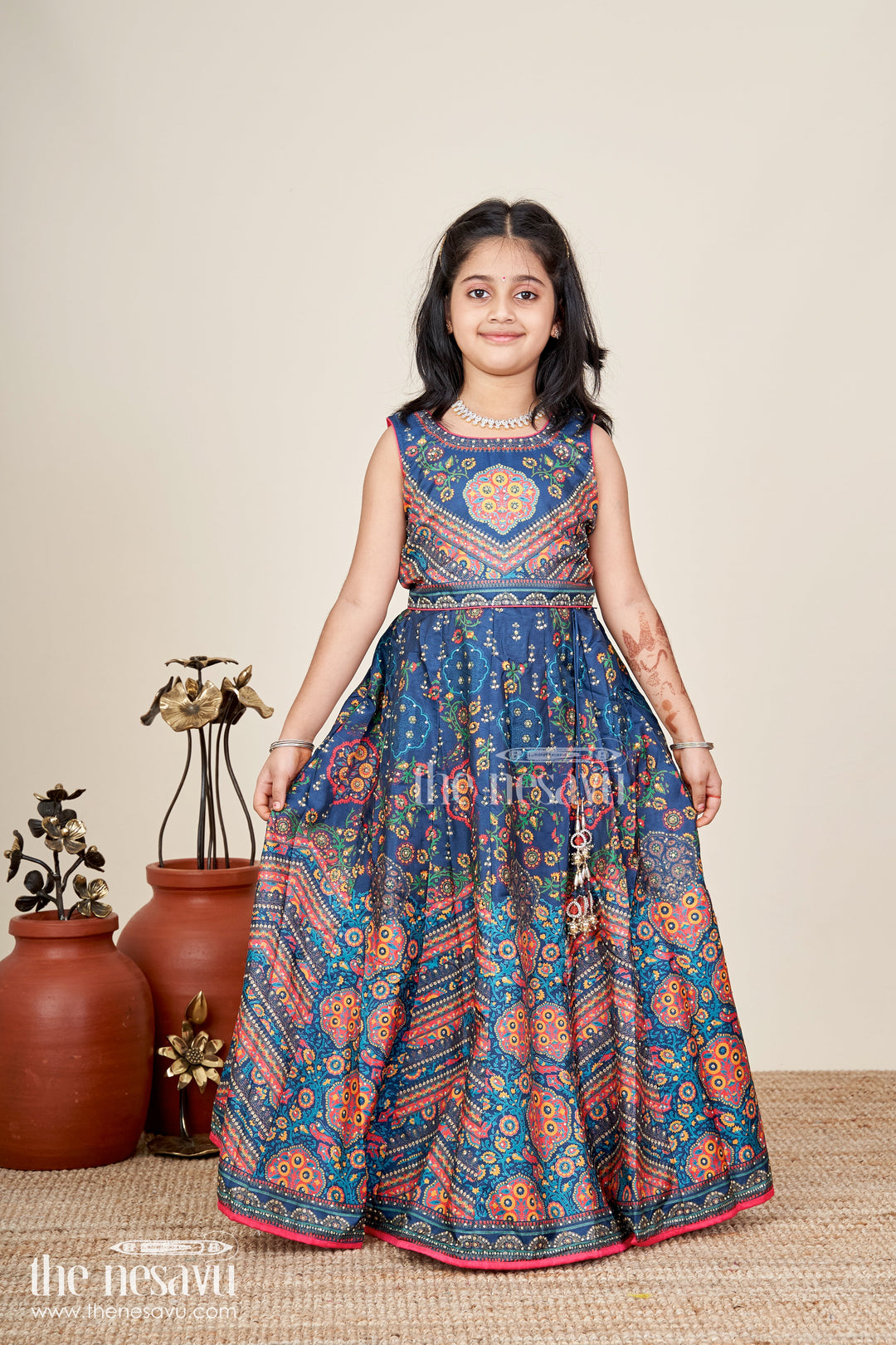 Girls Navy Blue Lehenga Choli For Weddings And Cultural Festivals