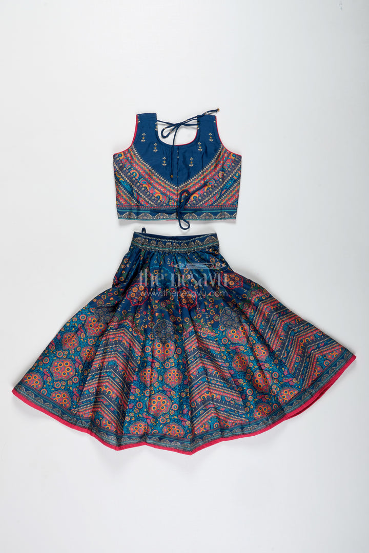 Girls Navy Blue Lehenga Choli For Weddings And Cultural Festivals
