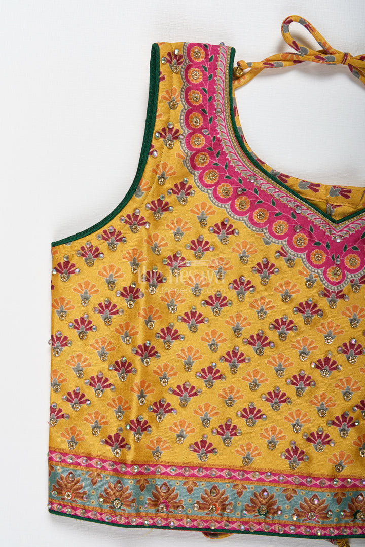 Yellow Girls Lehenga Choli For Festive Occasions Vibrant Silk Outfit With Traditional Prints
